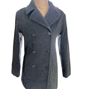 VTG double breasted wool/cashmere gray  4 peacoat jacket old money quiet luxury